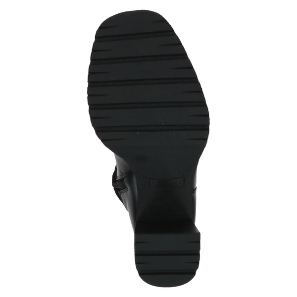 Caprice Block Heel Leather & Suede  look Long boot / Black