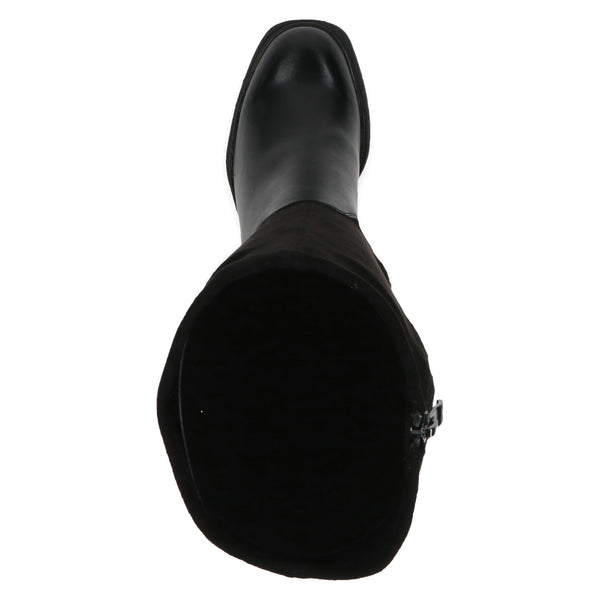 Caprice Block Heel Leather & Suede  look Long boot / Black