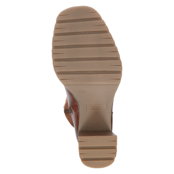 Caprice / Block heel Stretch Upper Long Boot / Cognac
