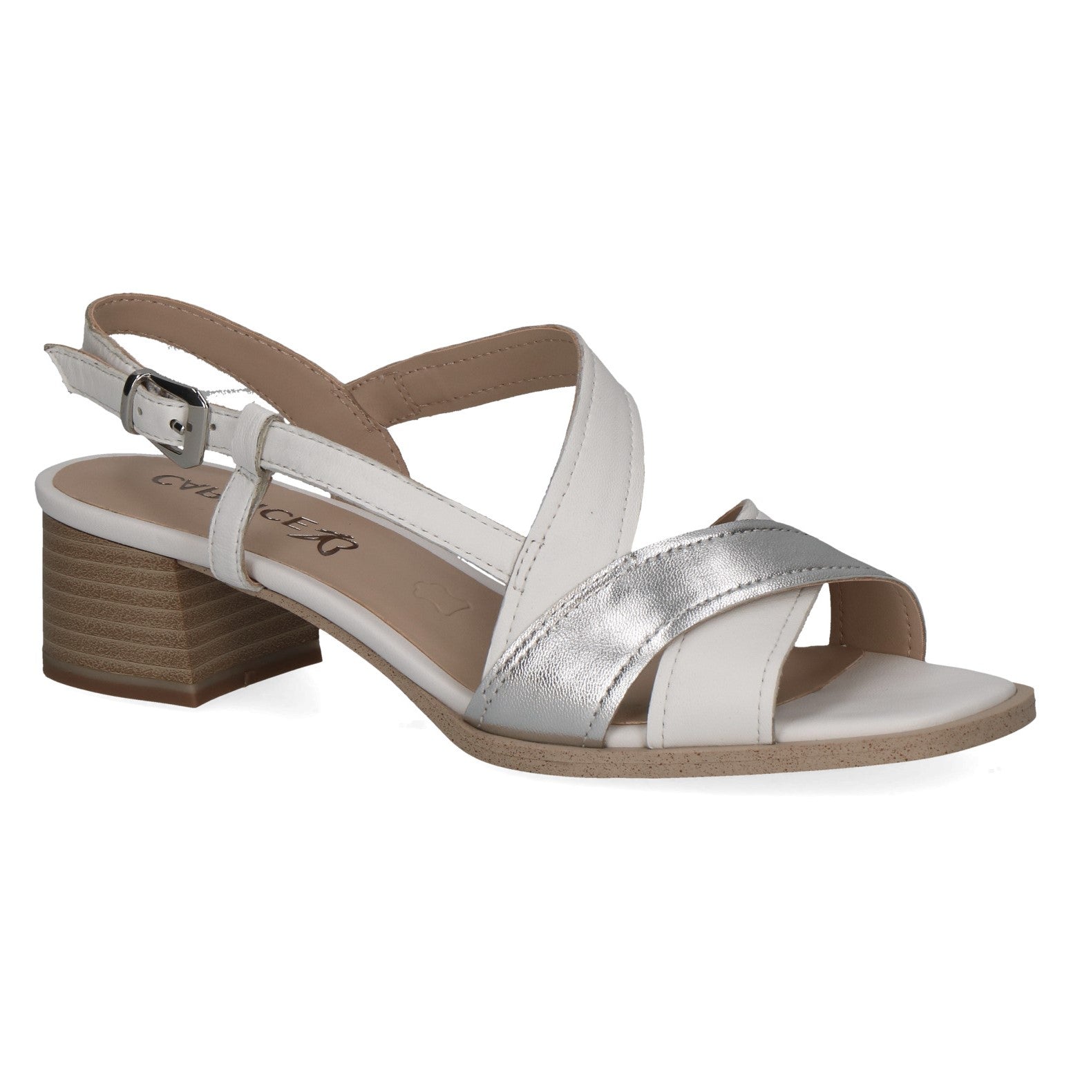 Caprice Heeled Sandal 28204 White Just Shoes Whitstable