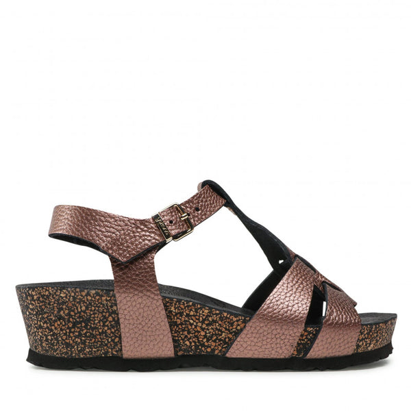 Yokono | Mahon-008 Low Wedge Sandal | Pearl Bronze