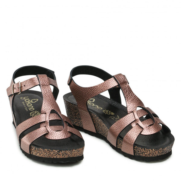 Yokono | Mahon-008 Low Wedge Sandal | Pearl Bronze