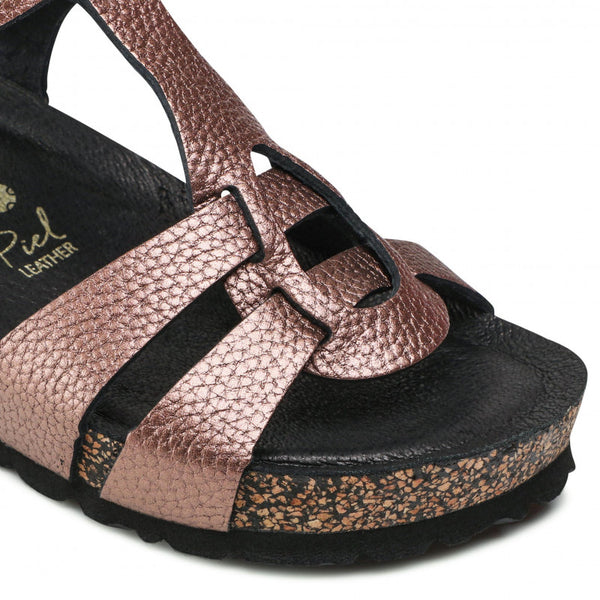 Yokono | Mahon-008 Low Wedge Sandal | Pearl Bronze